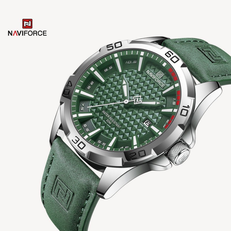 ساعت مچی عقربه ای مردانه نیوی فورس مدل تقویم دار بند جیر کد NF8023-S GN