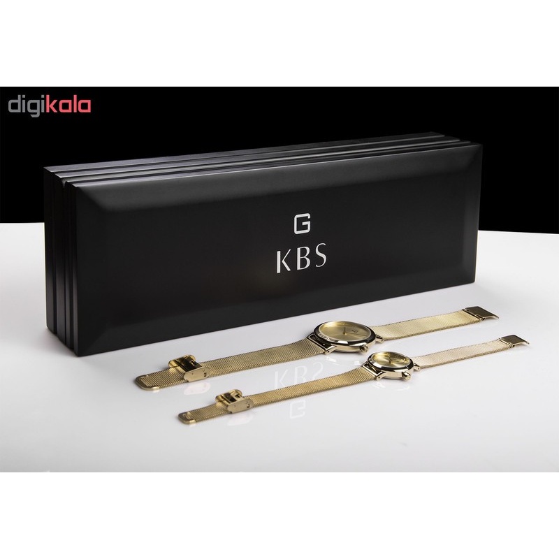 ست ساعت مچی عقربه ای زنانه و مردانه جی کی بی اس کد SN-2535-GG