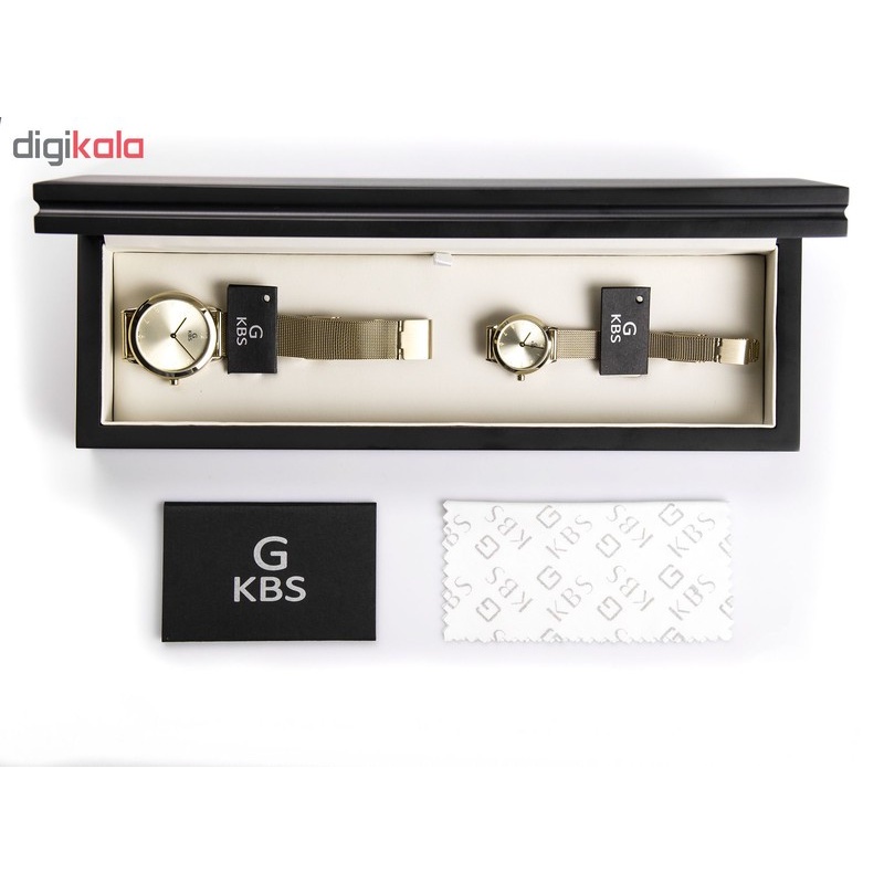ست ساعت مچی عقربه ای زنانه و مردانه جی کی بی اس کد SN-2535-GG