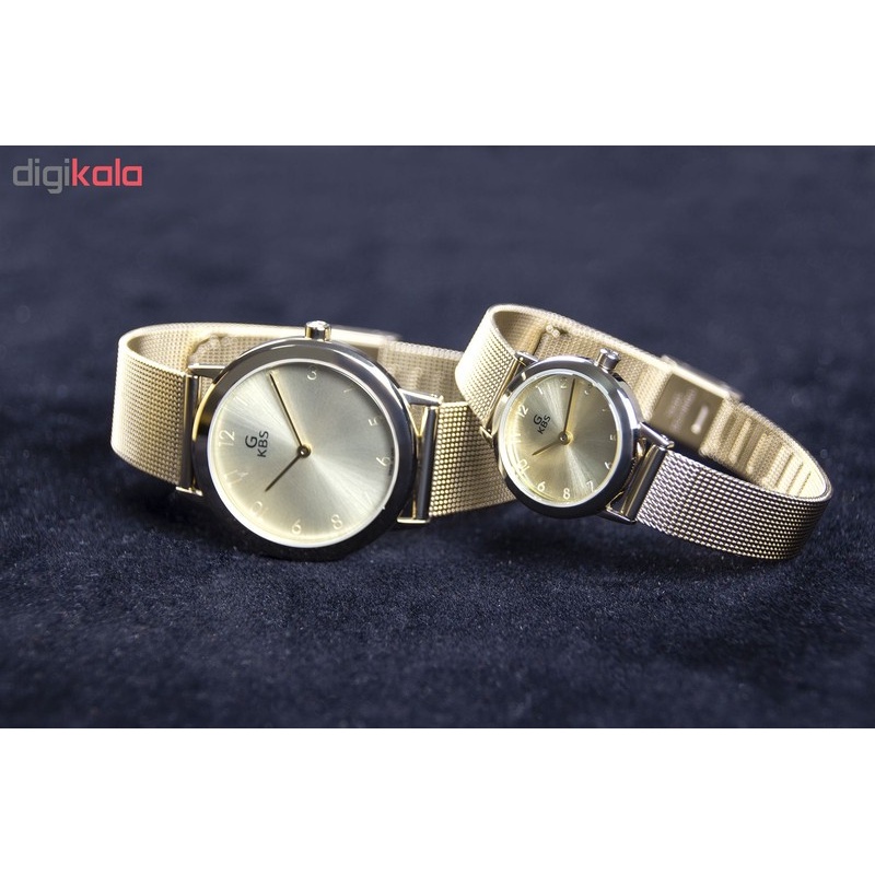 ست ساعت مچی عقربه ای زنانه و مردانه جی کی بی اس کد SN-2535-GG