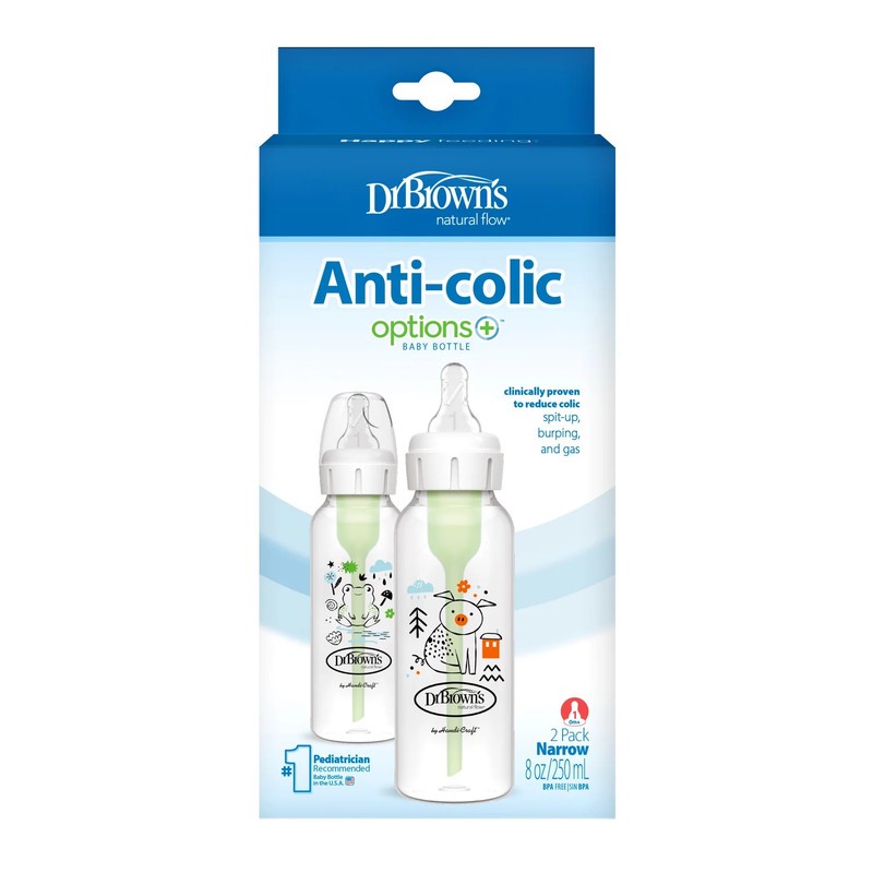 شیشه شیر دکتر براونز طرح خوک و قورباغه مدل SB82040 گنجایش 250 میلی لیتر بسته 2 عددی
